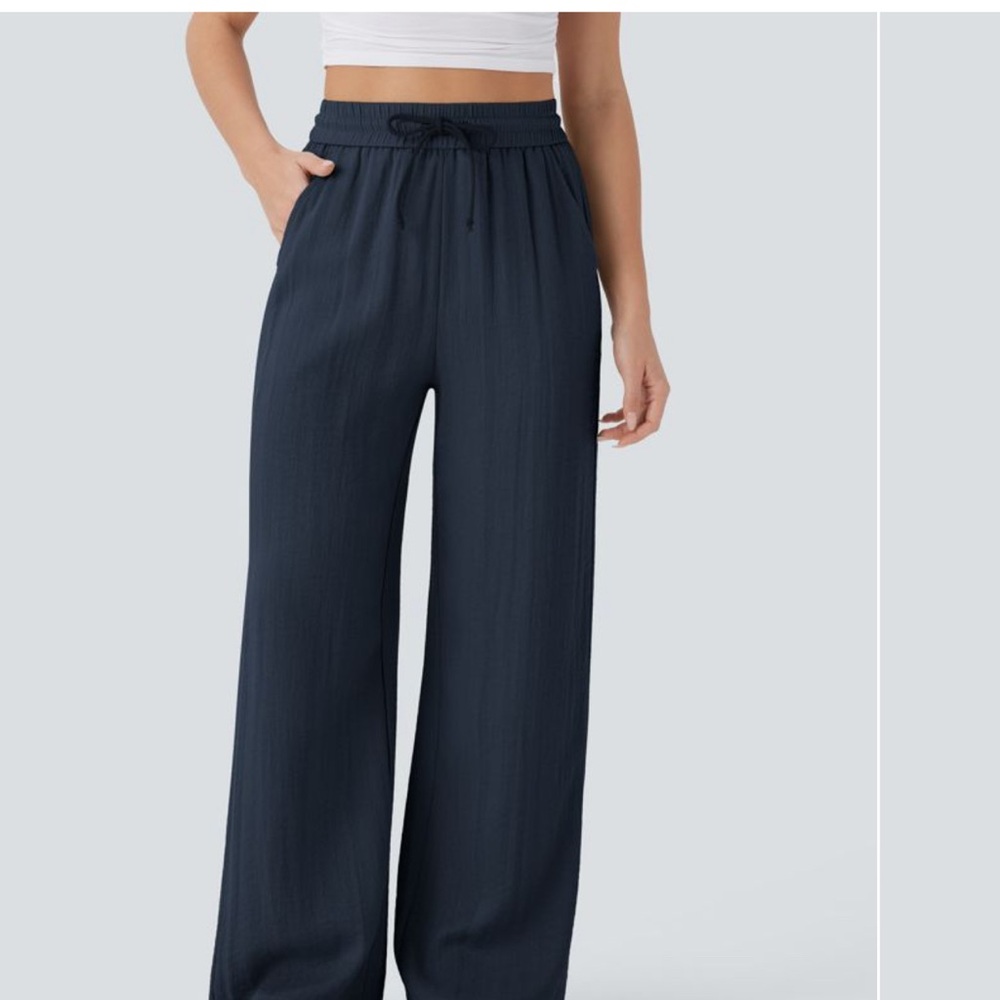 HALARA Dark Blue Wide-Leg Pants